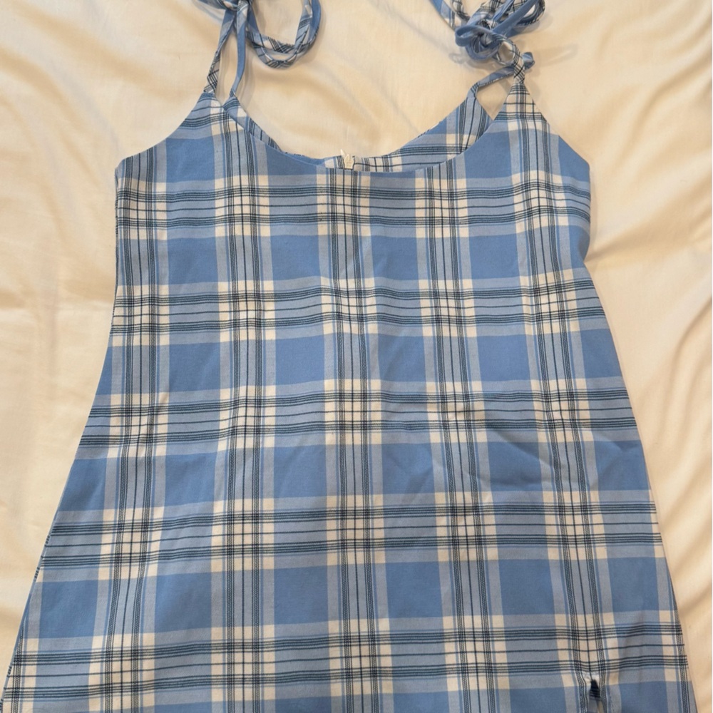 plaid blue dress
